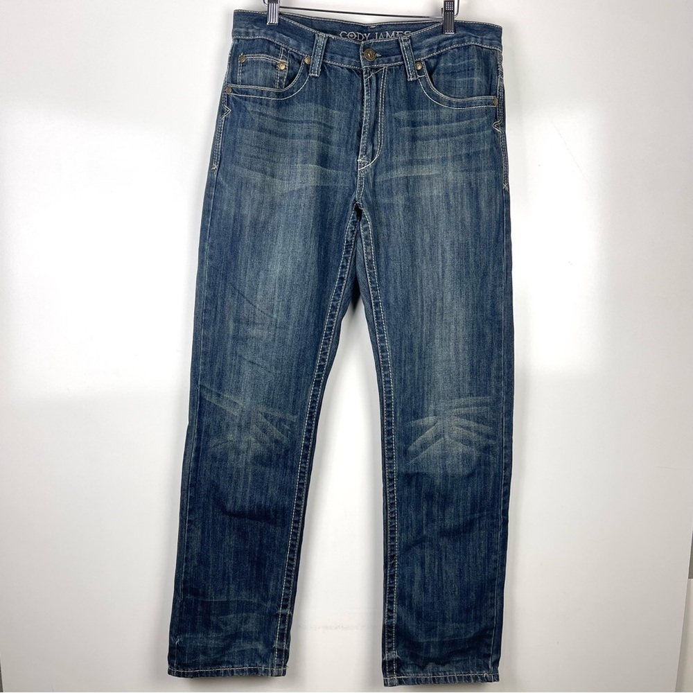 Cody James Men's Straight Leg Jeans Embroidered Western Cowboy Size 33 x 34 Blue